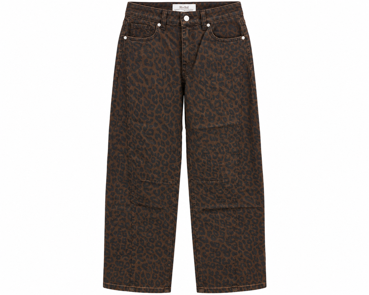 Oak Barrel Jeans Leopard Bruin - OAK Fashion Noordwolde