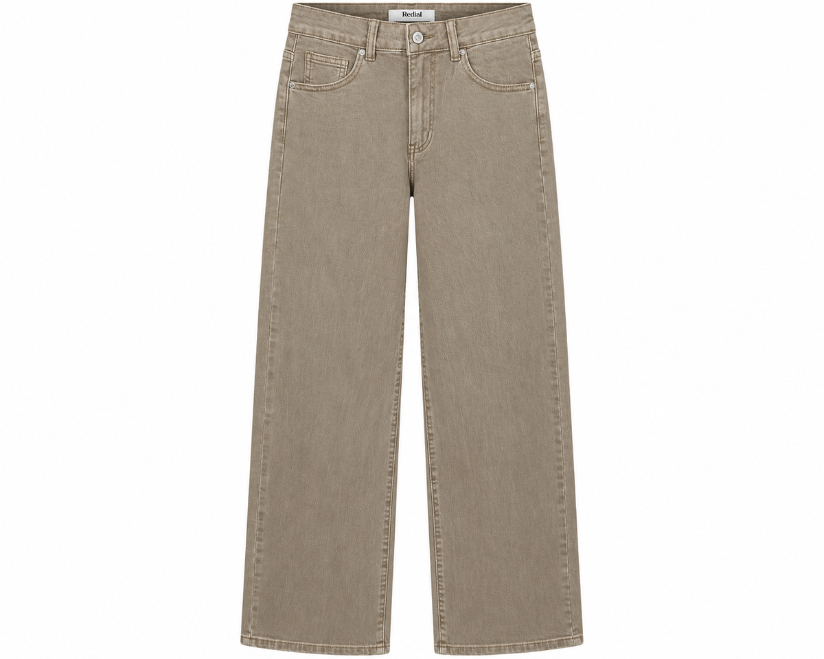 Oak Jeans Wide Leg Lichtbruin Bruin - OAK Fashion Noordwolde