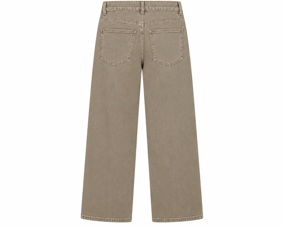 Oak Jeans Wide Leg Lichtbruin Bruin - OAK Fashion Noordwolde