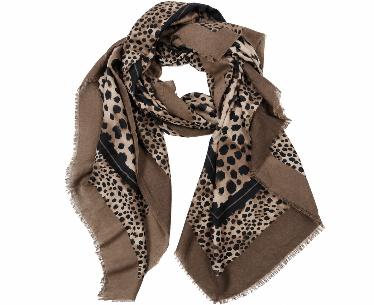 Oak Sjaal Dots Brown Brown - OAK Fashion Noordwolde