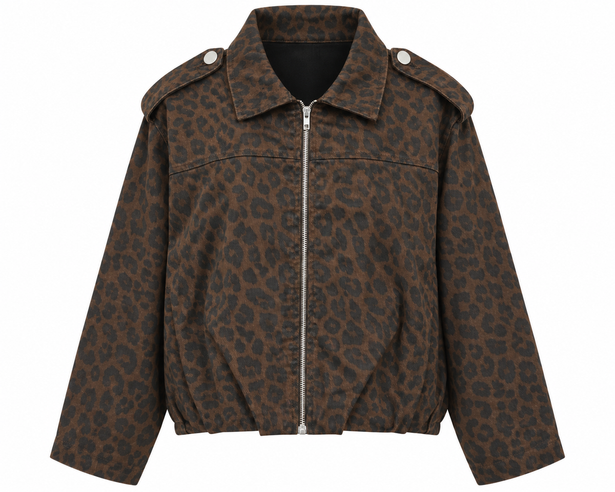 Oak Denim Jack Leopard Bruin - OAK Fashion Noordwolde