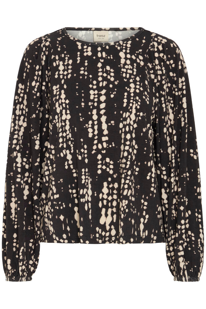 Fransa Top Cerica BLACK DRIZ DROP - OAK Fashion Noordwolde
