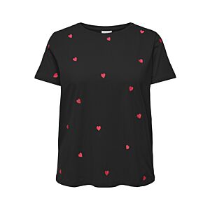 Carmakoma T-Shirt Heart Zwart