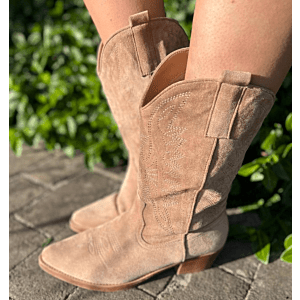Cowboy Boot Halfhoog Suede khaki