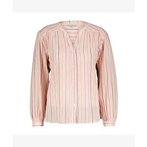 Red Button Blouse Stripe Pink