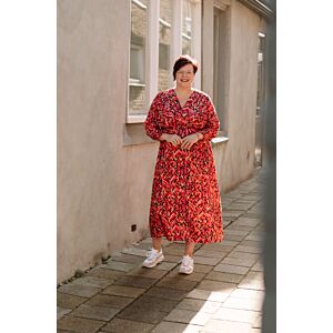 Oak Jurk Print Oranje/Roze