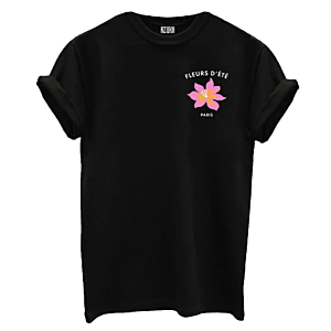 Azuka T-shirt Fleurs Zwart