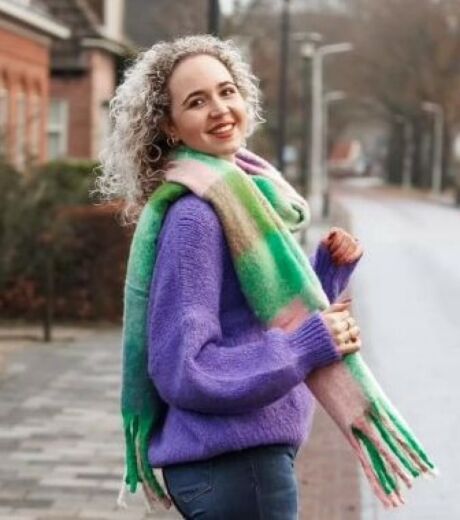 Sluier Claire Praktisch Sjaal met Ruiten Roze/Groen | OAK Fashion