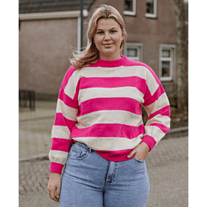 Oak Trui Streep Roze/Offwhite One Size