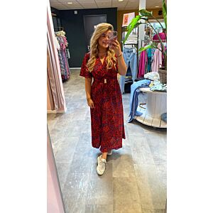 Oak Maxidress Print Rood/Blauw