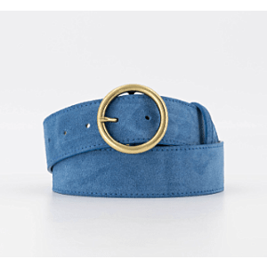 Riem Suede Blauw Ronde Gesp